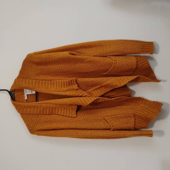 American Rag Sweaters - American Rag | Mustard Yellow Open-Front Asymmetrical Knit Cardigan | XS